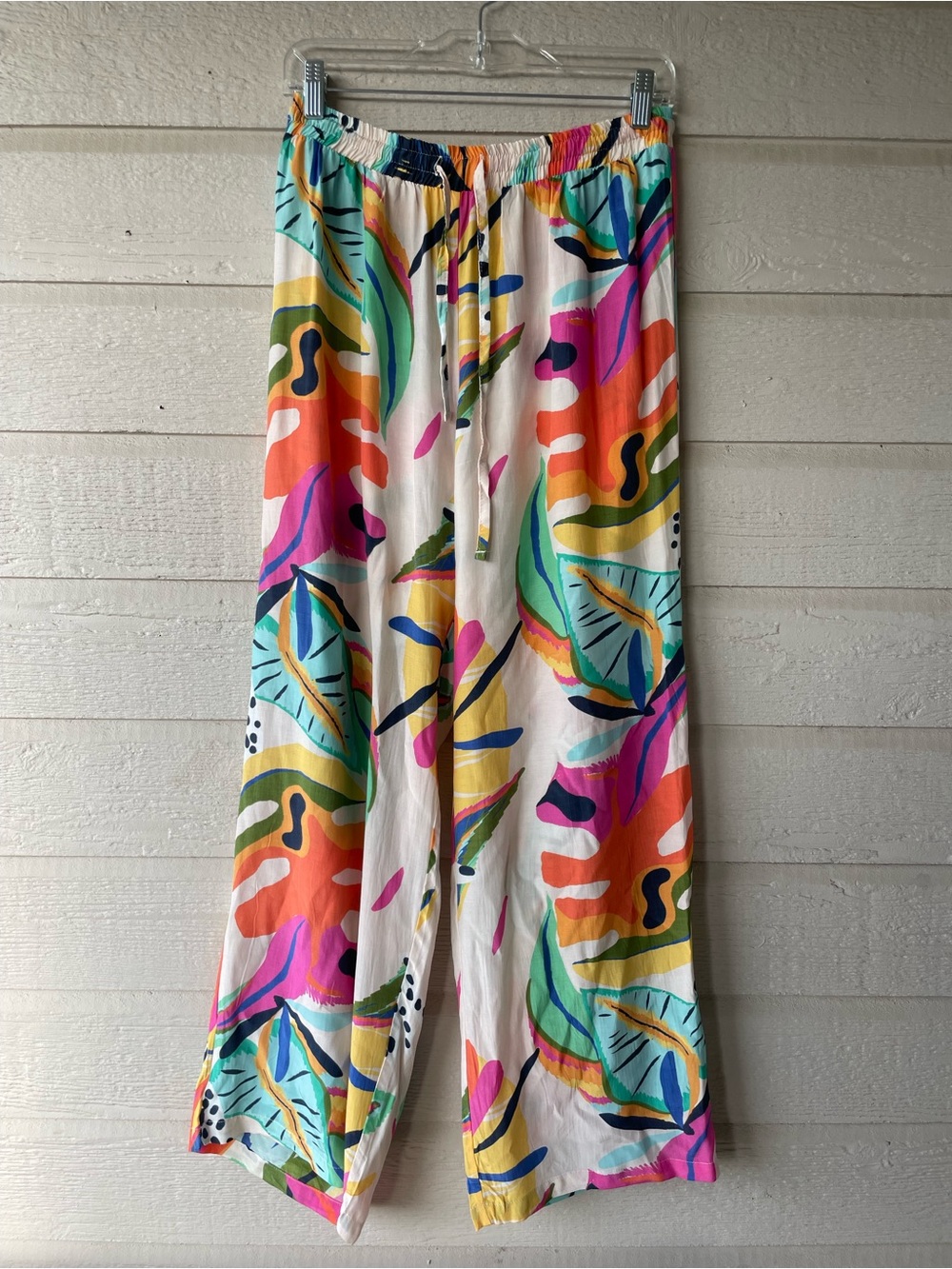 PAPARAZZI Colorful Wide Leg Pants With Fun Tropical Design | Size Large